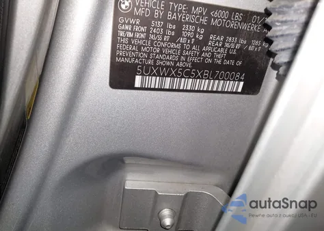 2011 BMW X3 xDrive28I z USA, uszkodzony, nr VIN 5UXWX5C5XBL700084